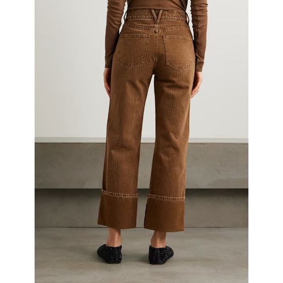 Veronica Beard Dylan Herringbone Cotton-Twill Straight-Leg Pants Deep Ochre, 27 - Picture 2 of 9